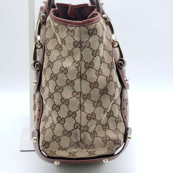 100% Authentic Gucci Leather and Canvas Brown Shoulder Bag #0650 - Picture 4 of 15
